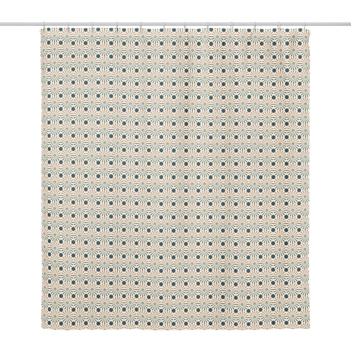 The Aaron fabric shower curtain doubles as a hanging room divider.