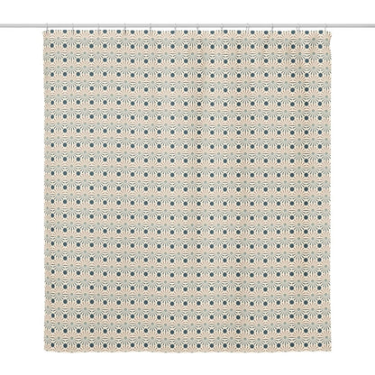 The Aaron fabric shower curtain doubles as a hanging room divider.