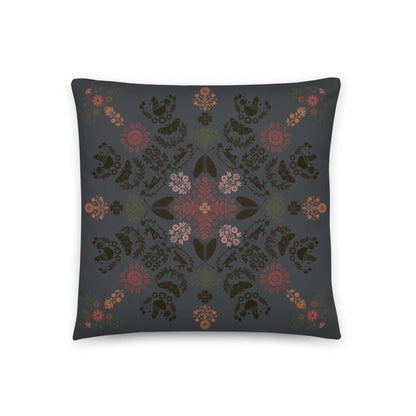 The backside of the Angela throw pillow has the same design as the front