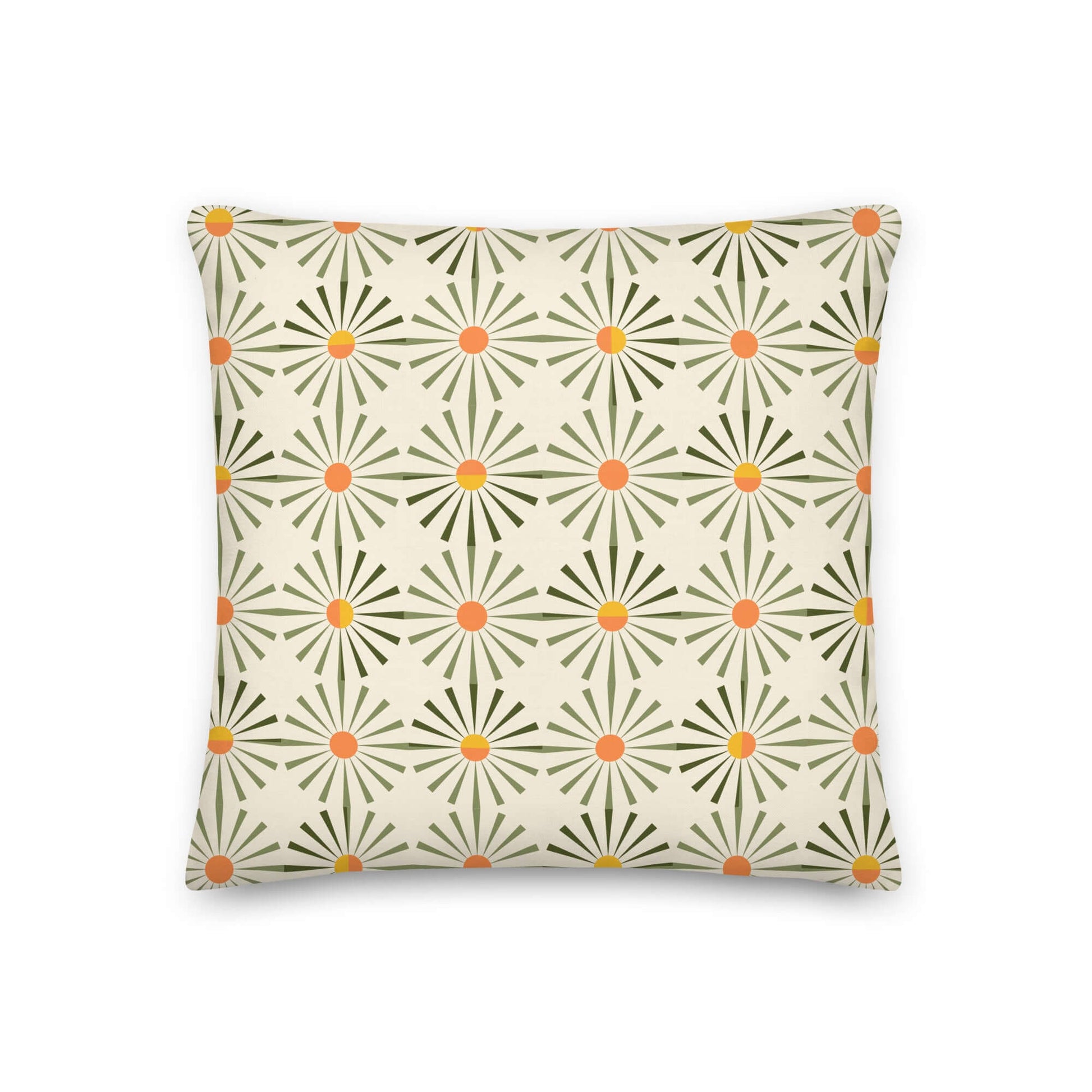 The Asher colorfully cheery geometric pillow is showcased against a white background