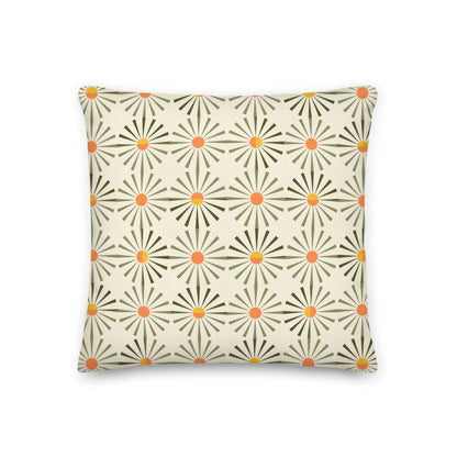 The Asher colorfully cheery geometric pillow is showcased against a white background