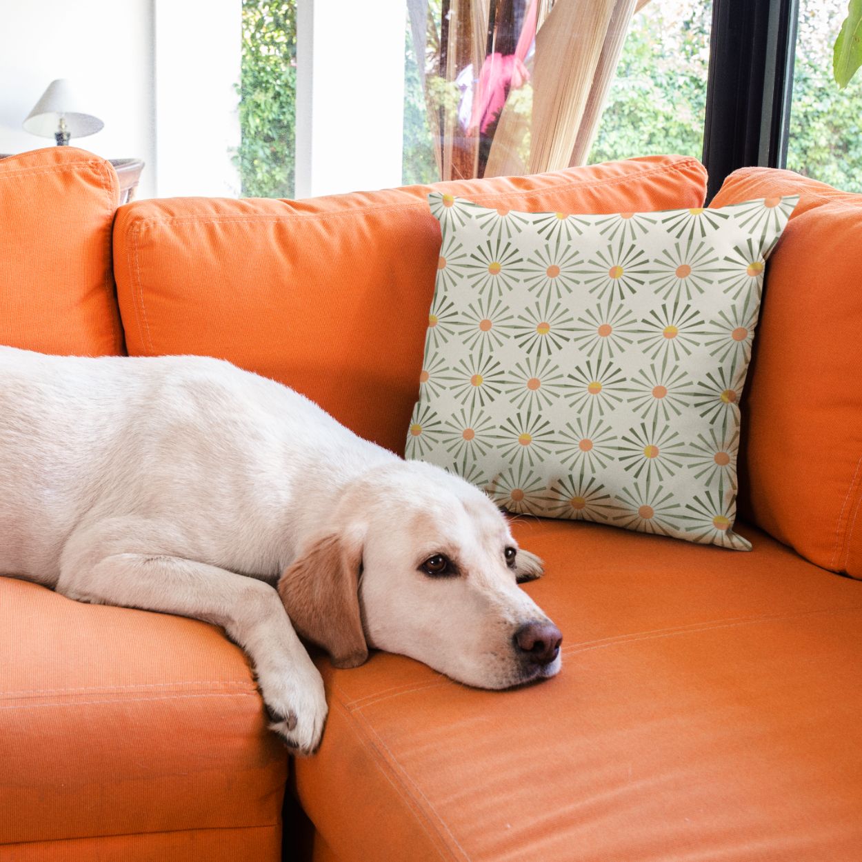 The Asher throw pillows for couch add a fun, playful, and cheery feel to the living room