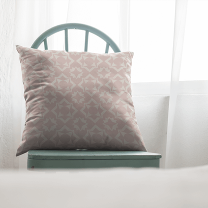 The Branch cottagecore pillow has a soft and cozy feel with its pink and beige vintage pattern in a linen polyester fabric.