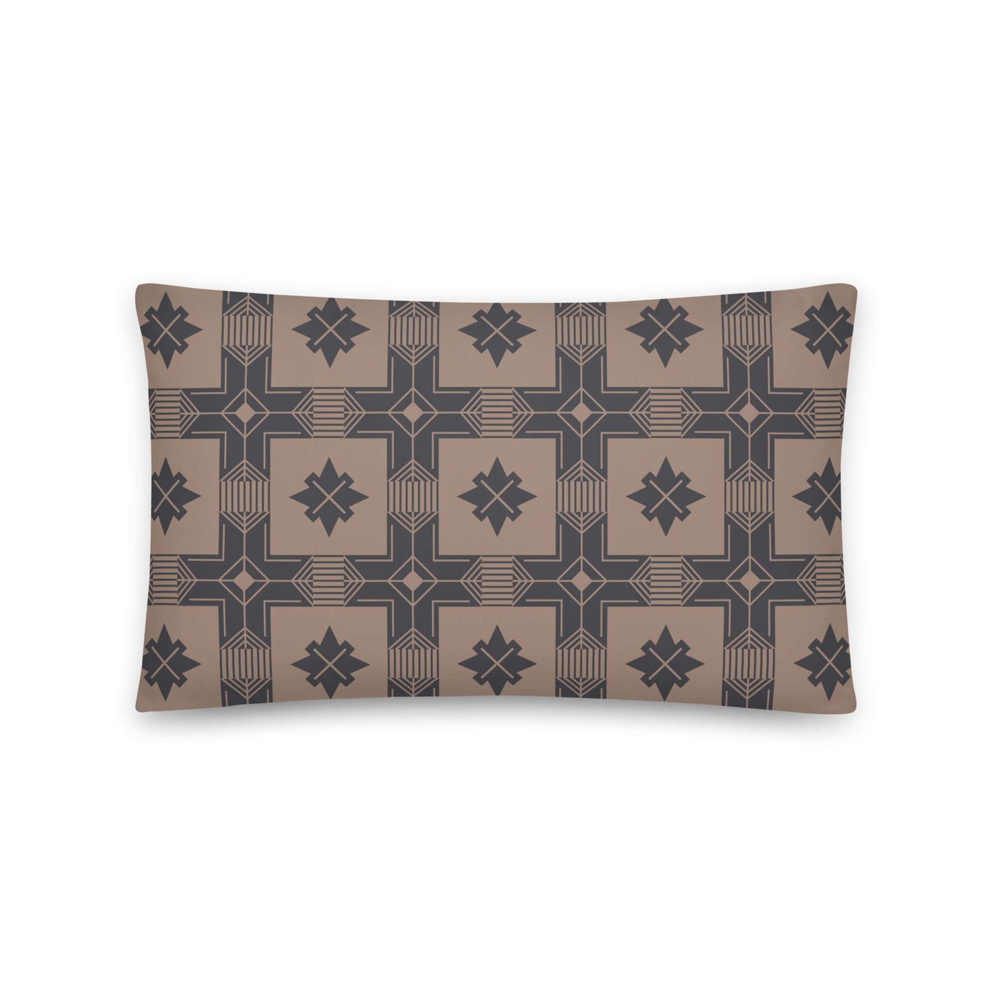 Product mockup for the Calvin western cowboy inspired decorative throw pillow lumbar in satin polyester option.