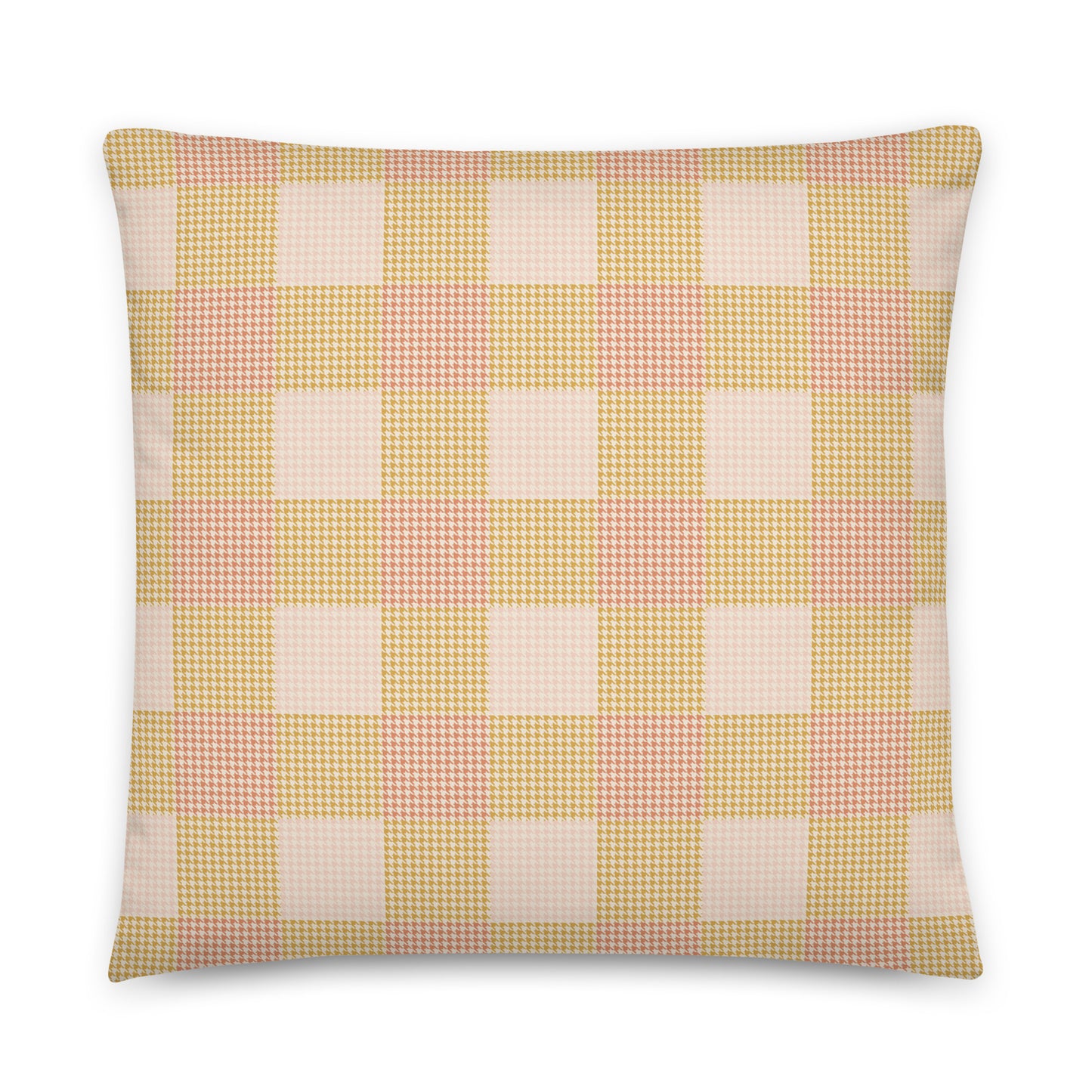 The Clara plaid houndstooth throw pillow in satin polyester 22 inch square option