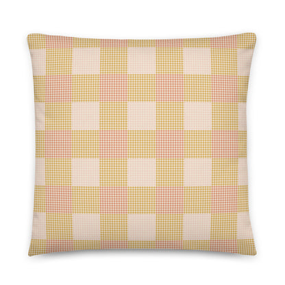 The Clara plaid houndstooth throw pillow in satin polyester 22 inch square option