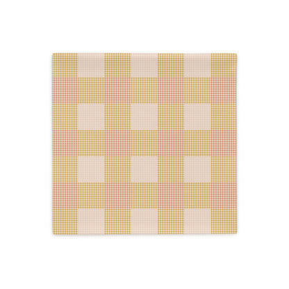 The Clara cottage pastel plaid throw pillow cover in the satin polyester 18-inch square option