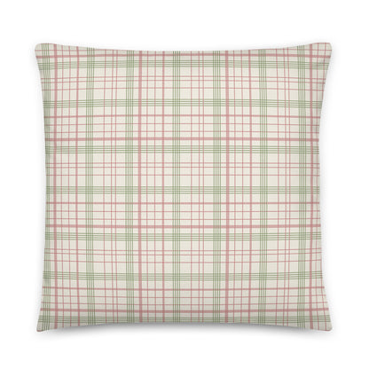 Edwin whimsy plaid pillow showcased against a white background