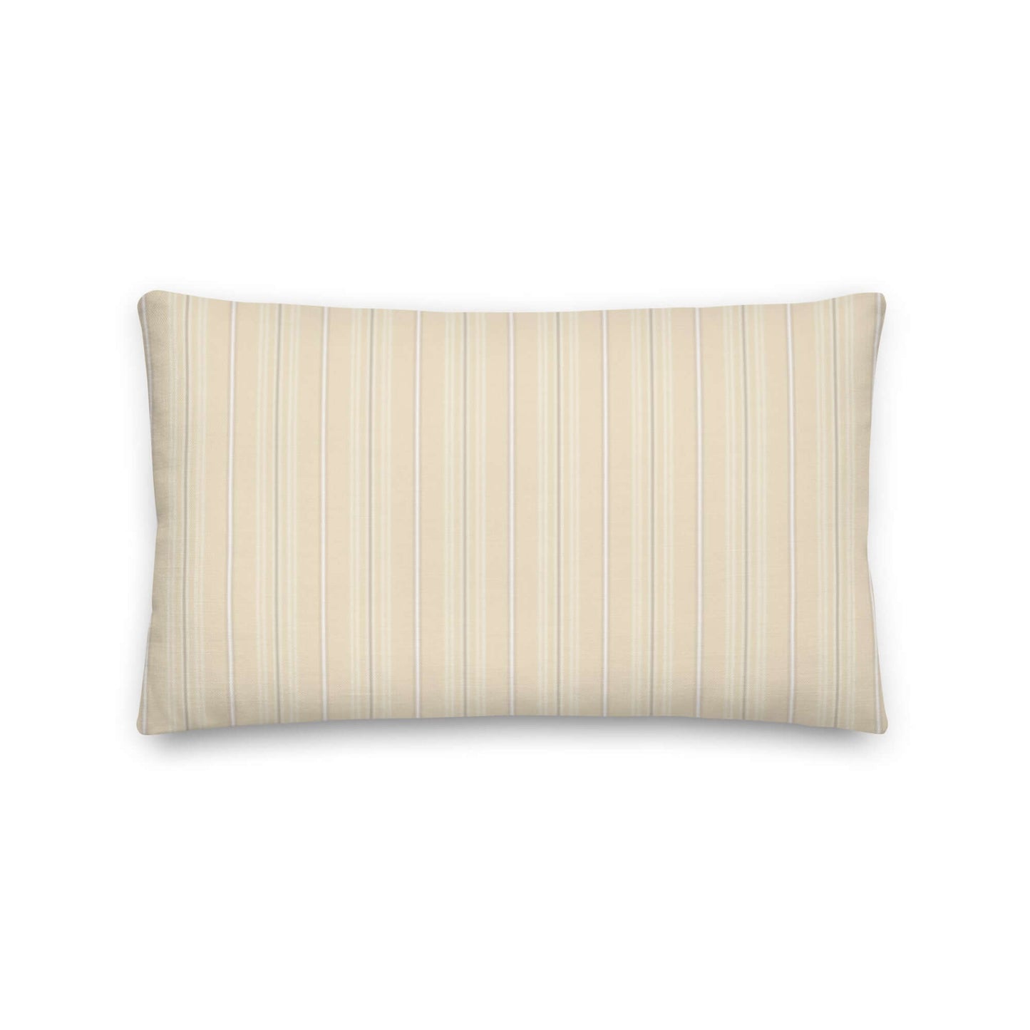 Product mockup for the Joseph decorative lumbar throw pillow in the linen polyester option. The pillow has a striped pattern on the front and a plaid design on the back.