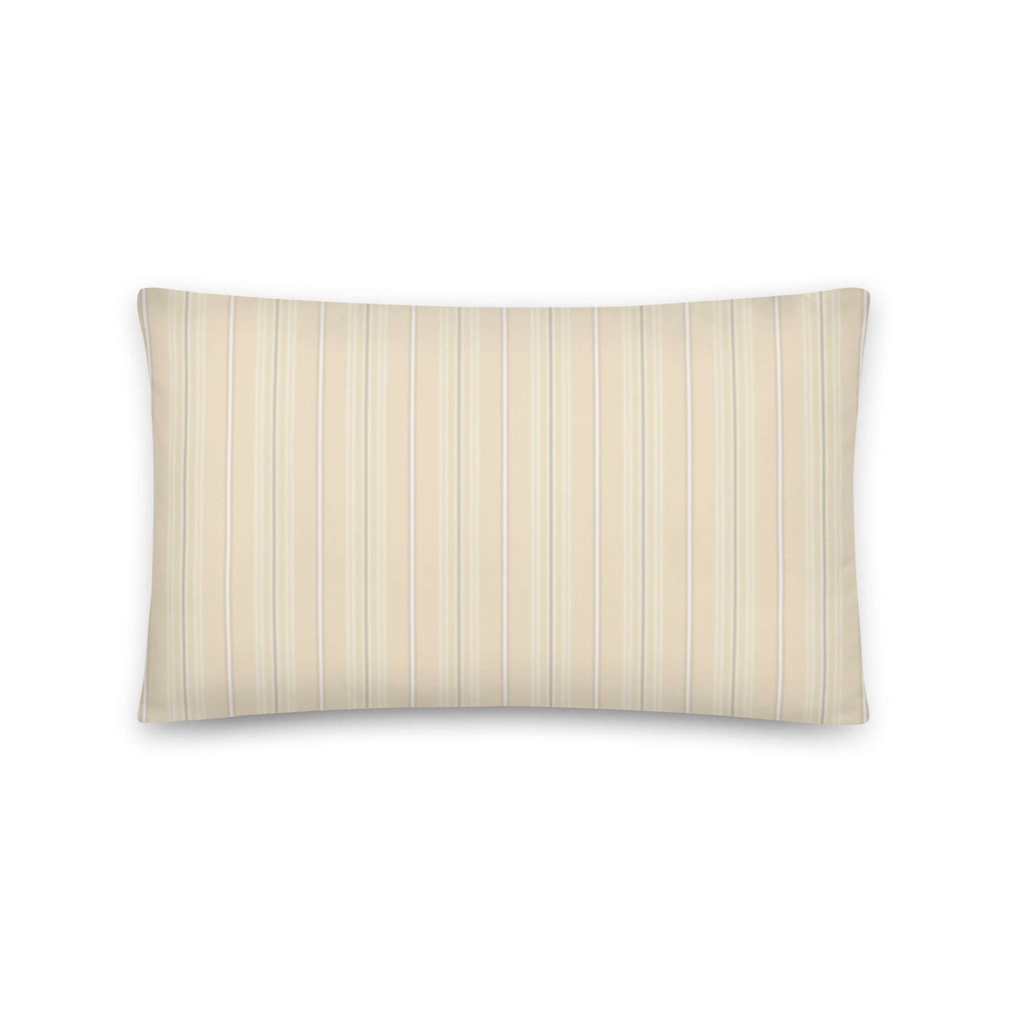 Product mockup for the Joseph decorative lumbar throw pillow in the satin polyester option. The pillow has a striped pattern on the front and a plaid design on the back.