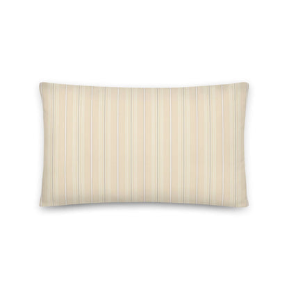 Product mockup for the Joseph decorative lumbar throw pillow in the satin polyester option. The pillow has a striped pattern on the front and a plaid design on the back.