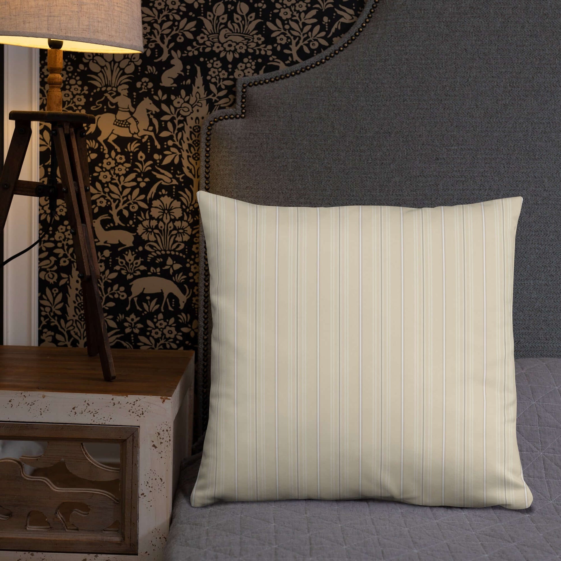 Joseph decorative striped and plaid square throw pillow for bed is a cozy farmhouse reversible pillow