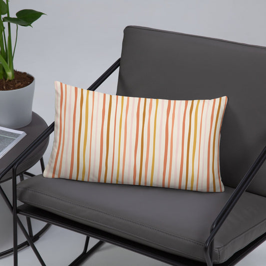 The Julia striped pillow's soft stripped pattern is perfect for gray couches and chairs.