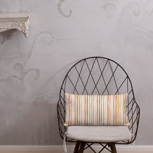 The Julia striped lumbar pillow adds a soft yet playful vibe to any room.