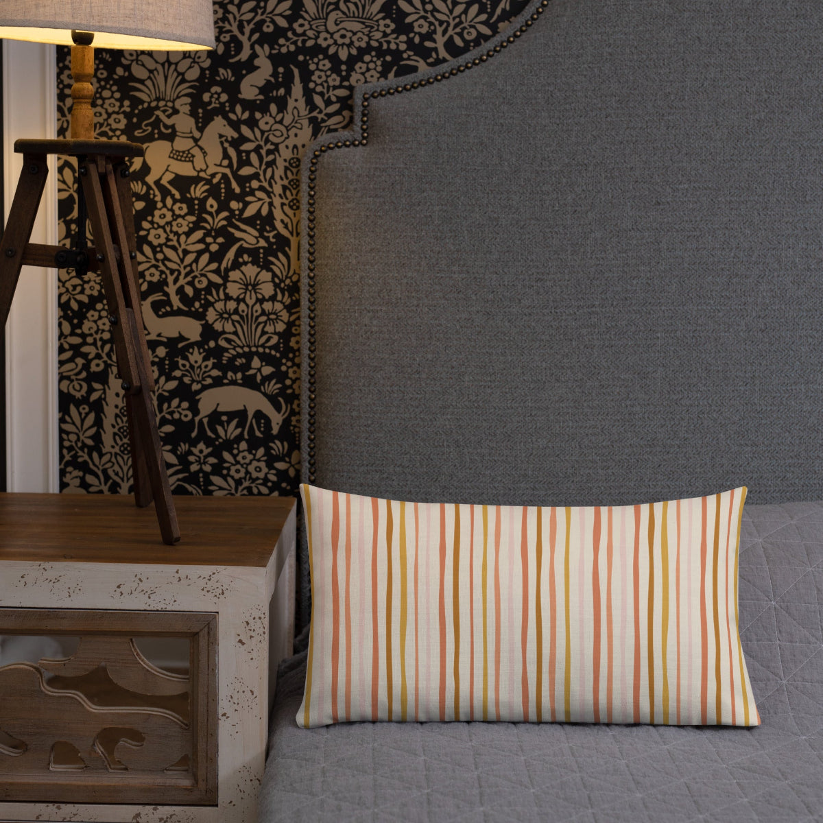 The Julia striped lumbar pillow is a great accent home decor item for the bedroom