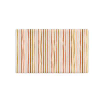 The Julia playful striped lumbar throw pillow cover in linen polyester.
