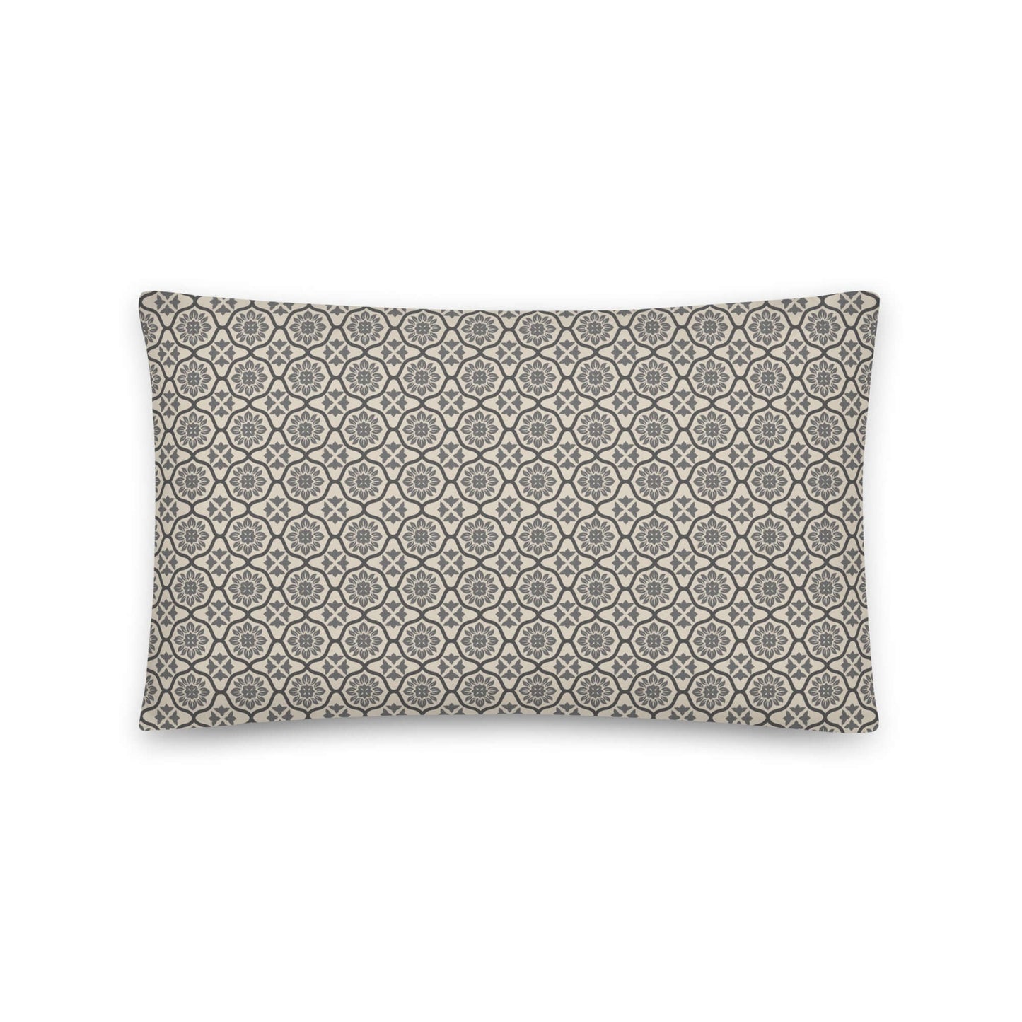 Nina floral print satin polyester lumbar pillow shown from the front.