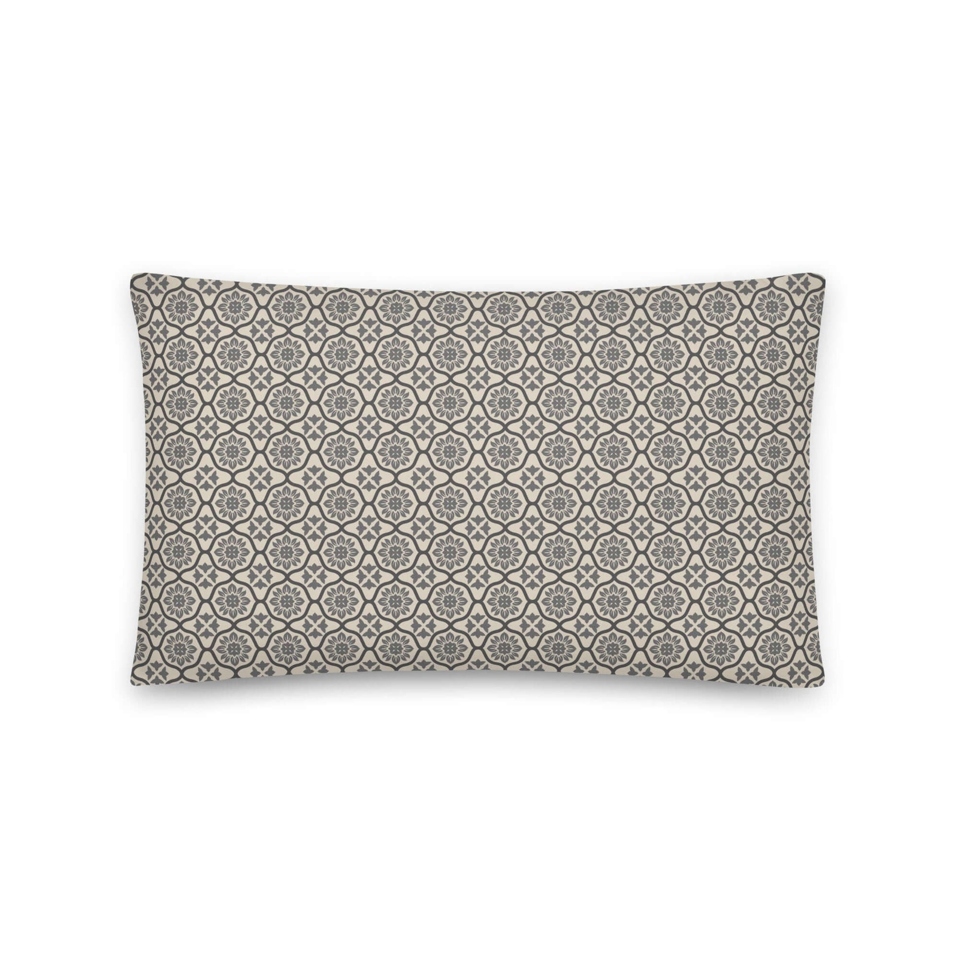 Nina floral print satin polyester lumbar pillow shown from the front.