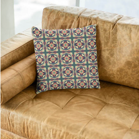 The Owen colorful throw pillows for leather couch, are a cheerful home decor addition to the living room