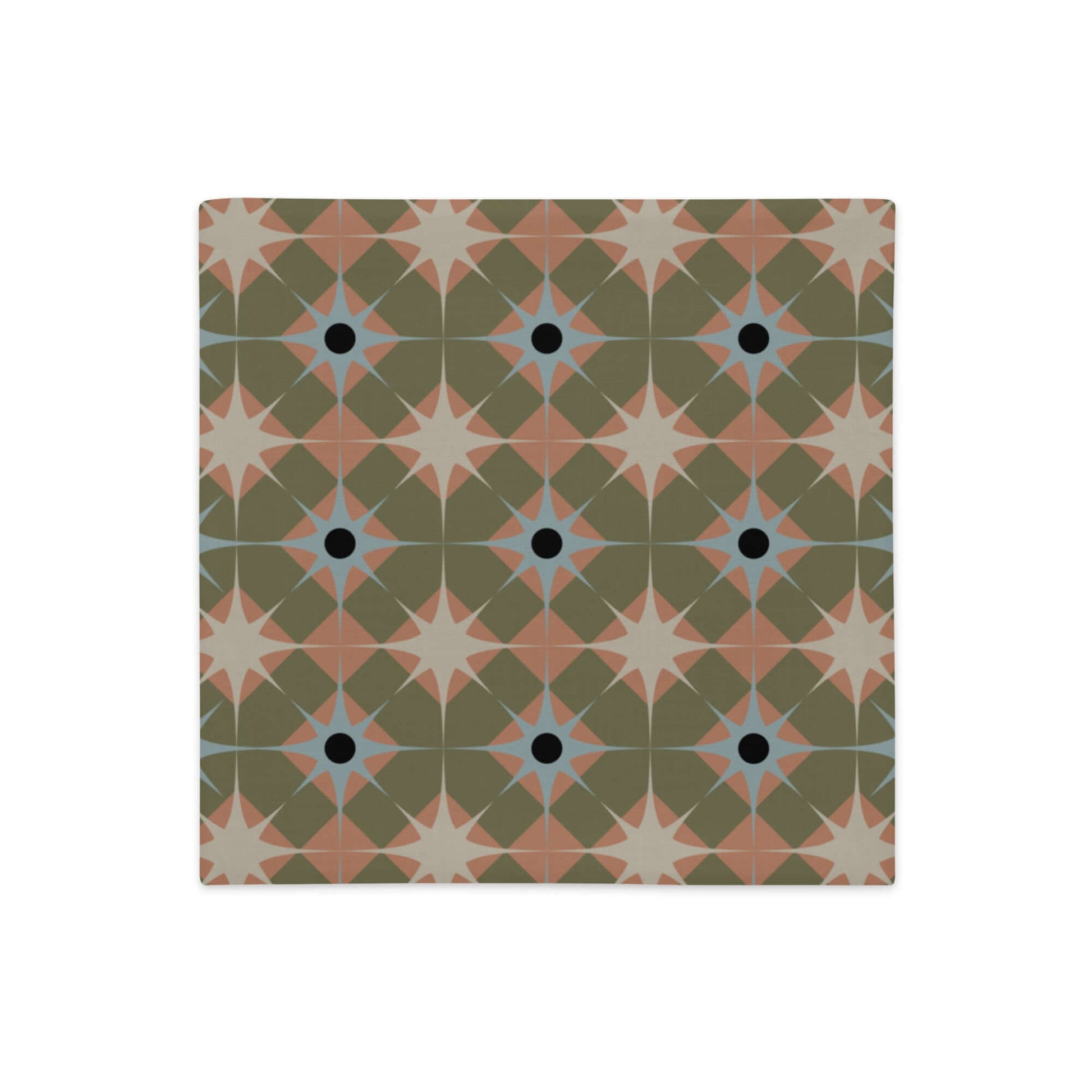 Product mockup for the Pepper throw pillow in the green linen polyester option 18 inch square.