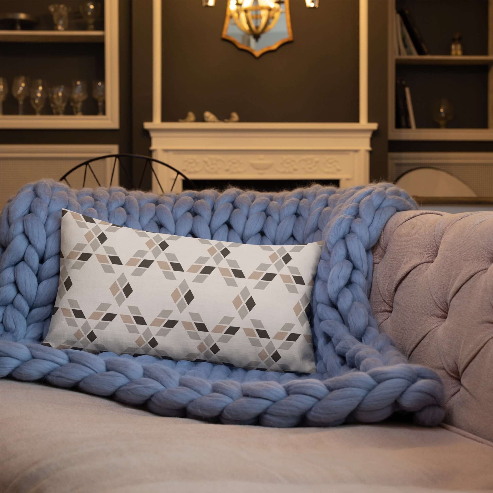 Saige geometric star lumbar pillow adds a rustic vibe to the living room 