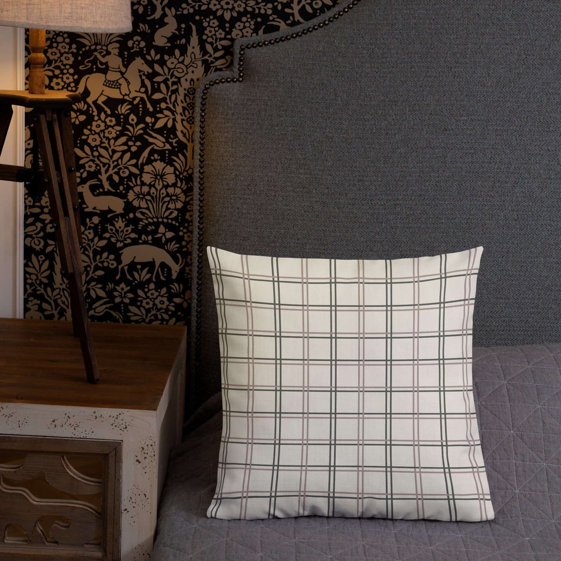 The Wyatt modern square throw pillow for bed adds a modern farmhouse feel to the bedroom