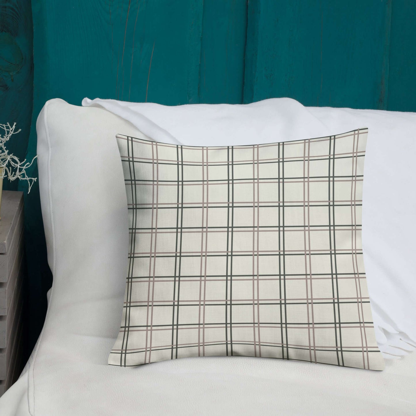 Wyatt Modern Plaid Pillow - beige