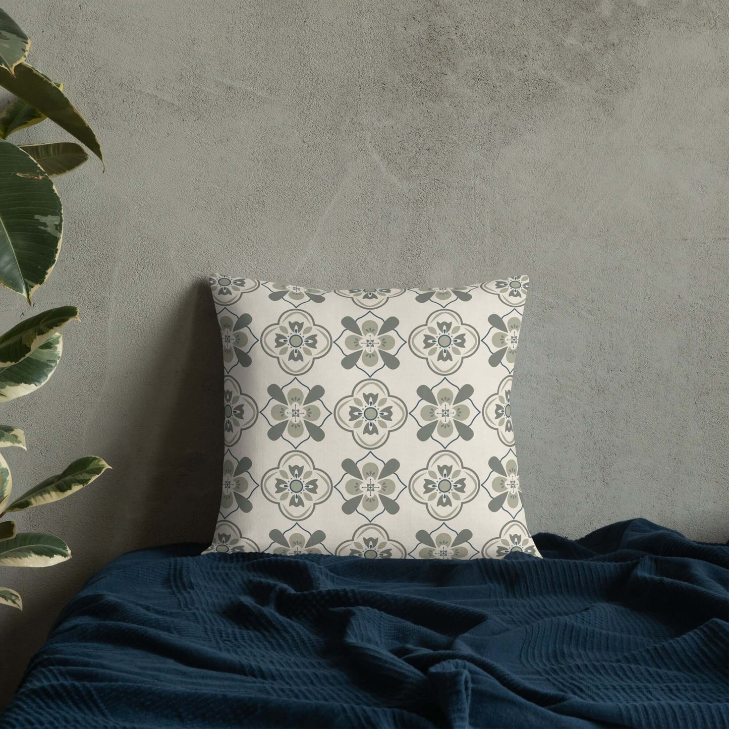 Cedar Vintage Floral Pillow - moss