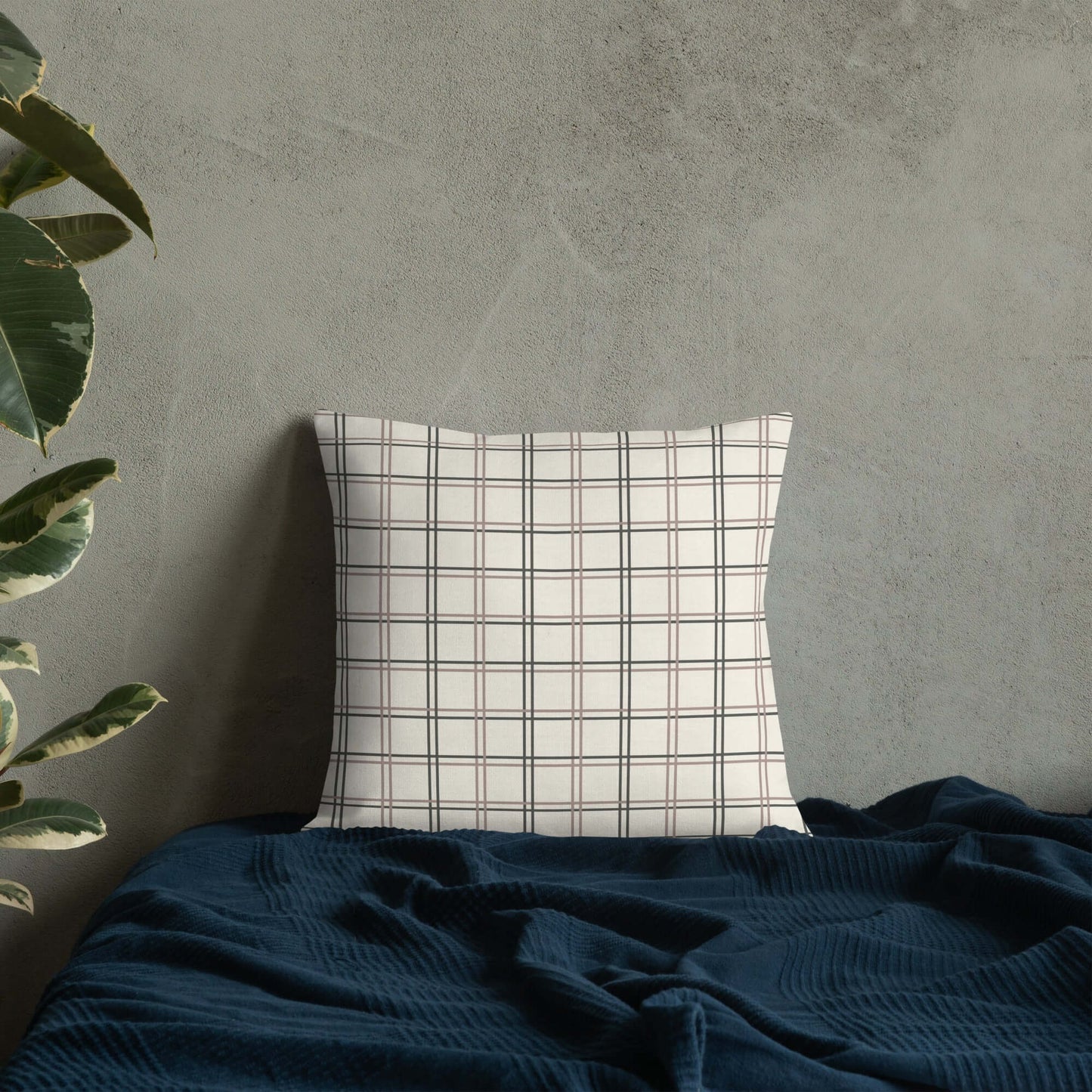 Wyatt Modern Plaid Pillow - beige