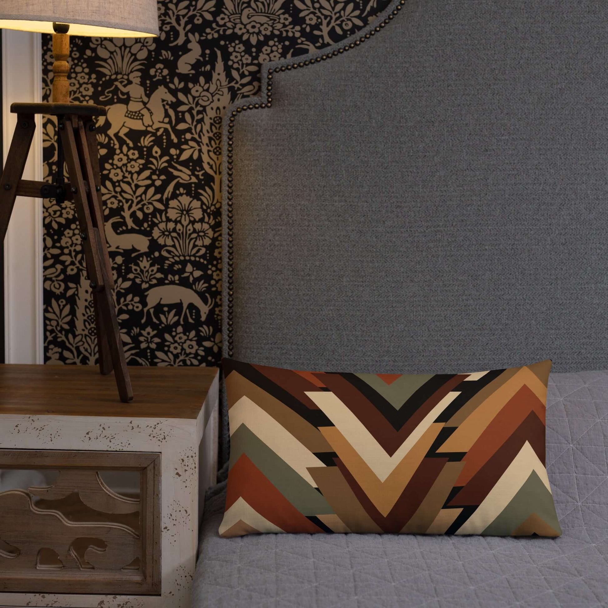 The Jannis modern lumbar throw pillow for the bed adds playful element to the bedroom