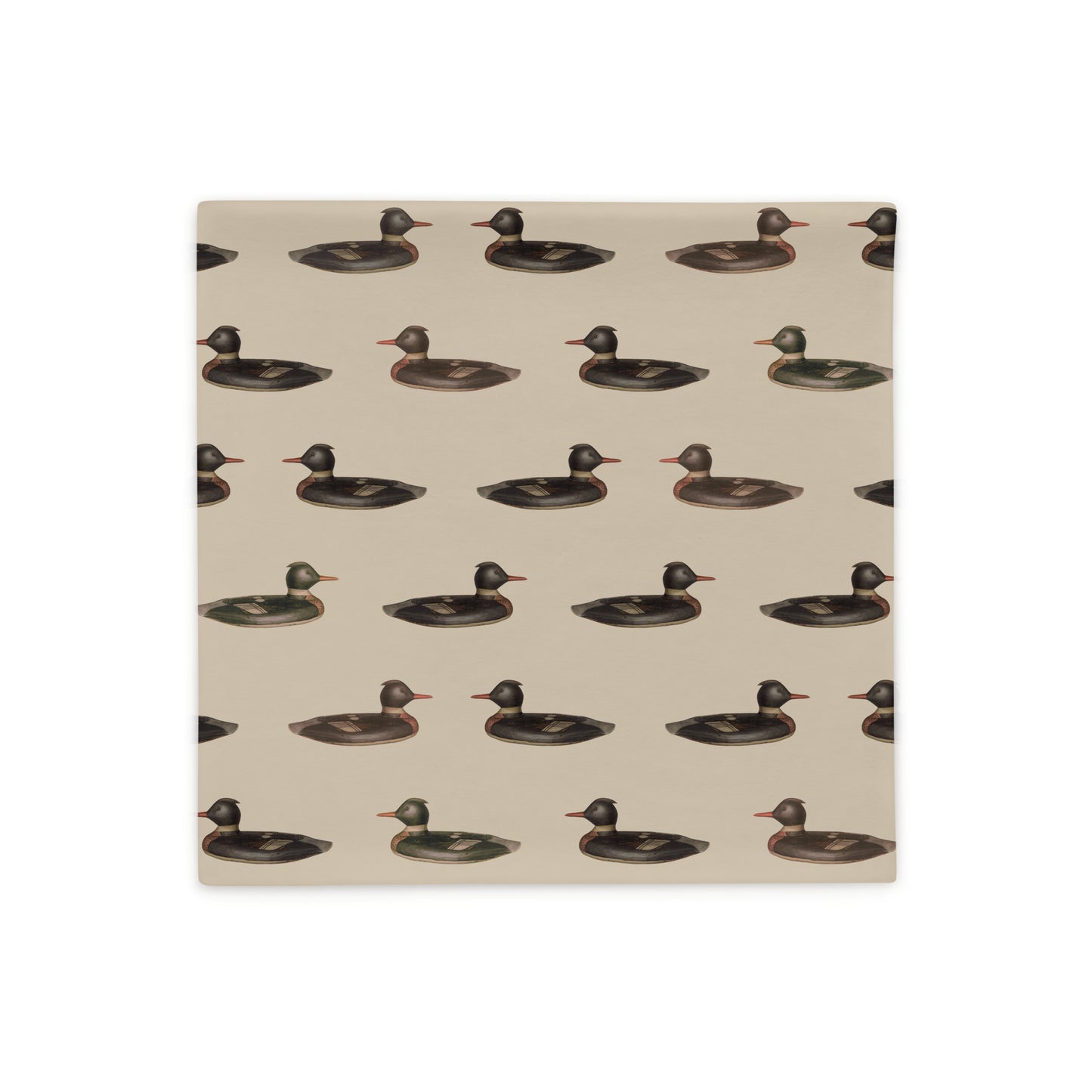 The front side of this pillow cover features a duck pattern, and the back showcases a classic plaid pattern. 
