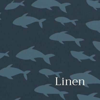 Close up of the Emma nautical pillow linen polyester fabric