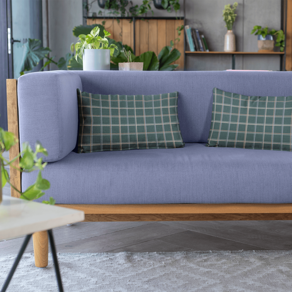 The Glen pastel plaid cottage lumbar throw pillows for couch add whimsy and charm to any home decor style.