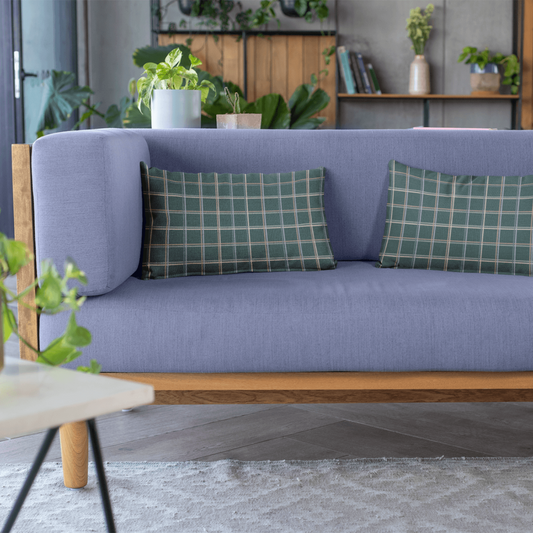 The Glen pastel plaid cottage lumbar throw pillows for couch add whimsy and charm to any home decor style.
