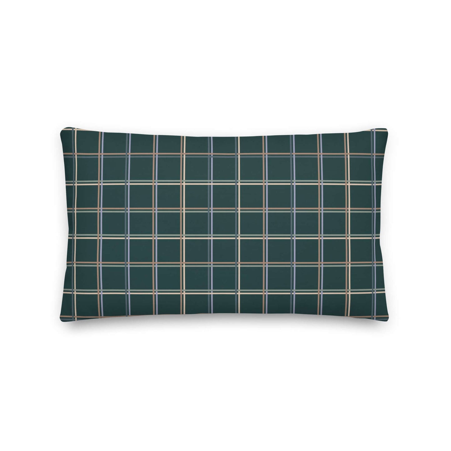 Product mockup for the Glen pastel colored plaid decorative lumbar pillow.