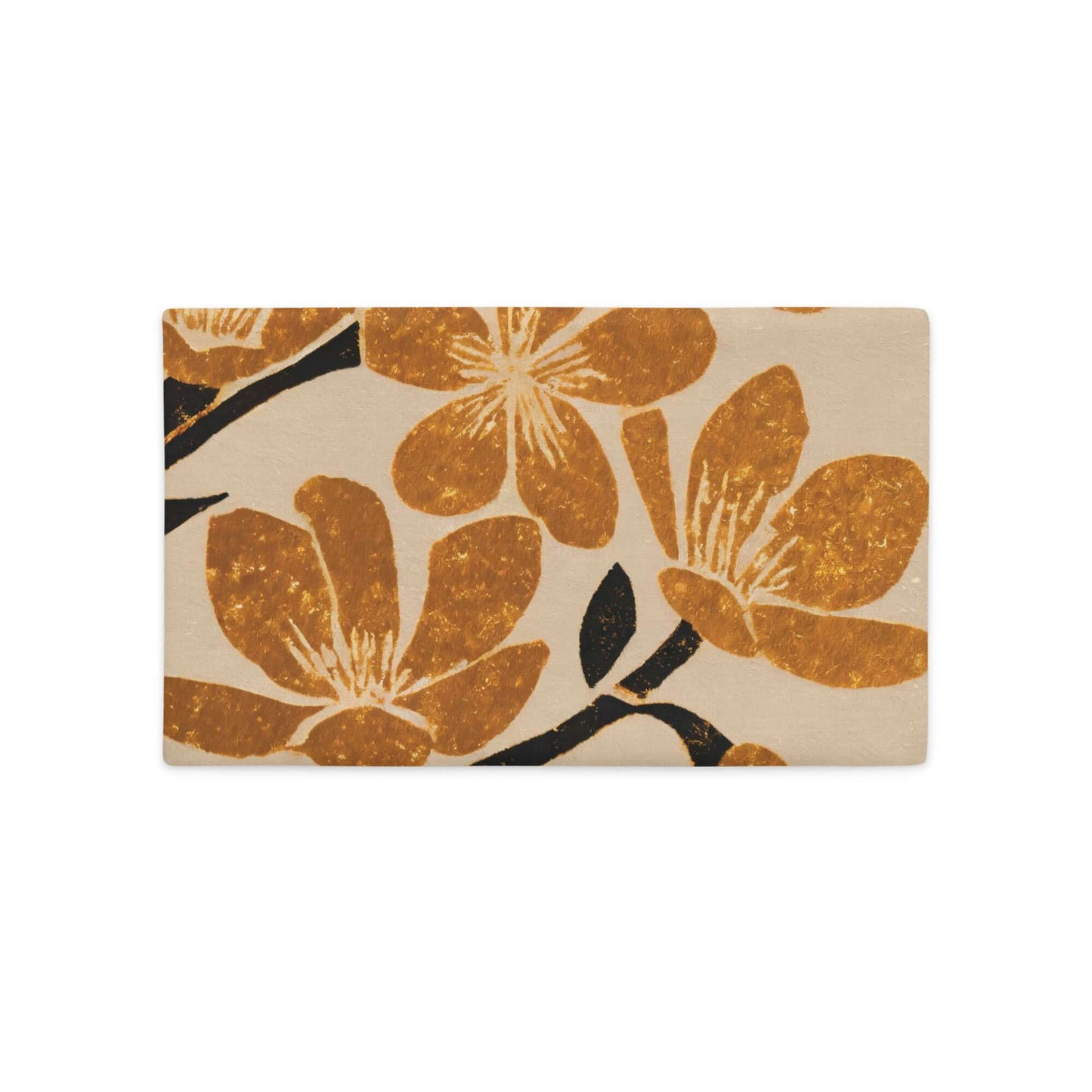 The Kiva floral decorative lumbar throw pillow cover in linen polyester option against a white background. 