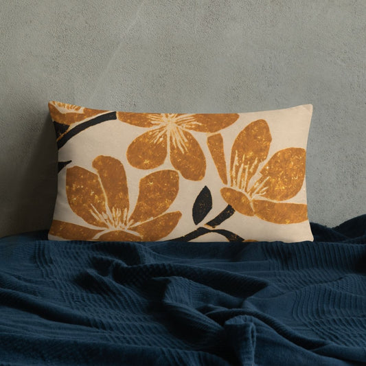 Kiva decorative pillow with a floral pattern on a textured surface