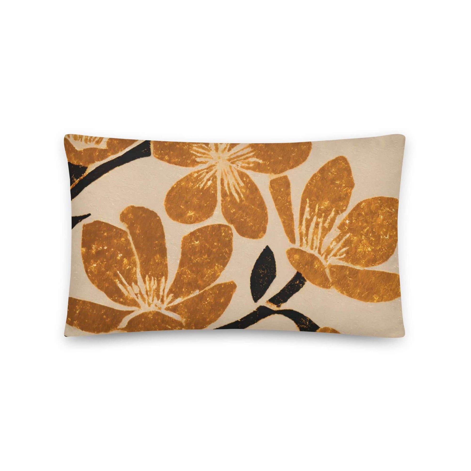 The Kiva floral decorative lumbar pillow in front of a white background.