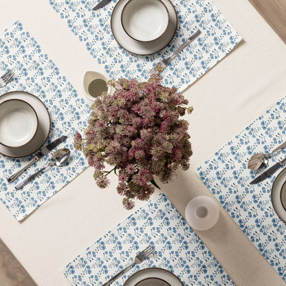 These beautiful floral placemats are inspired by the delft technique and incorporate the classic blue and white color palette. 