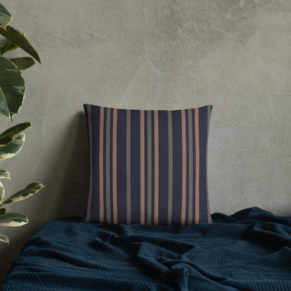 This satin-polyester striped decorative throw pillow in vintage ivy league colors adds a cool vibe to any home decor style.