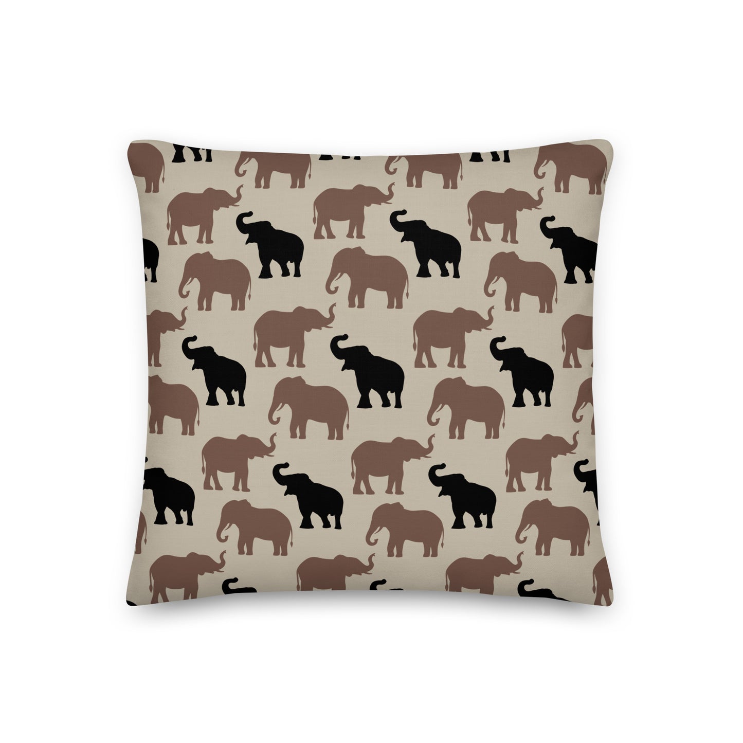 The Olivia modern earthy elephant-patterned pillow in the linen polyester fabric option.