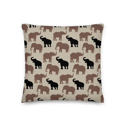 The Olivia modern earthy elephant-patterned pillow in the linen polyester fabric option.