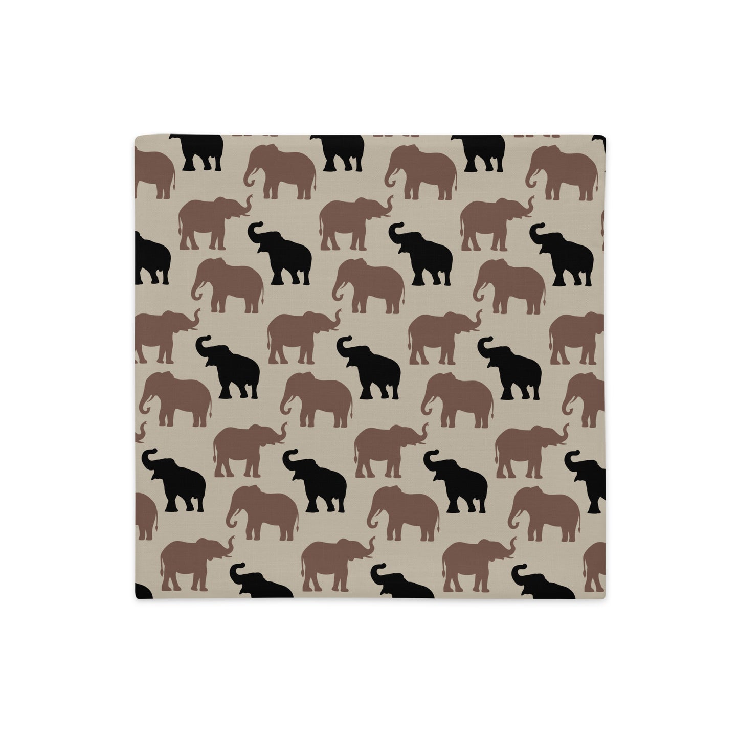 The Olivia modern earthy elephant-patterned pillow cover in the linen polyester fabric option.