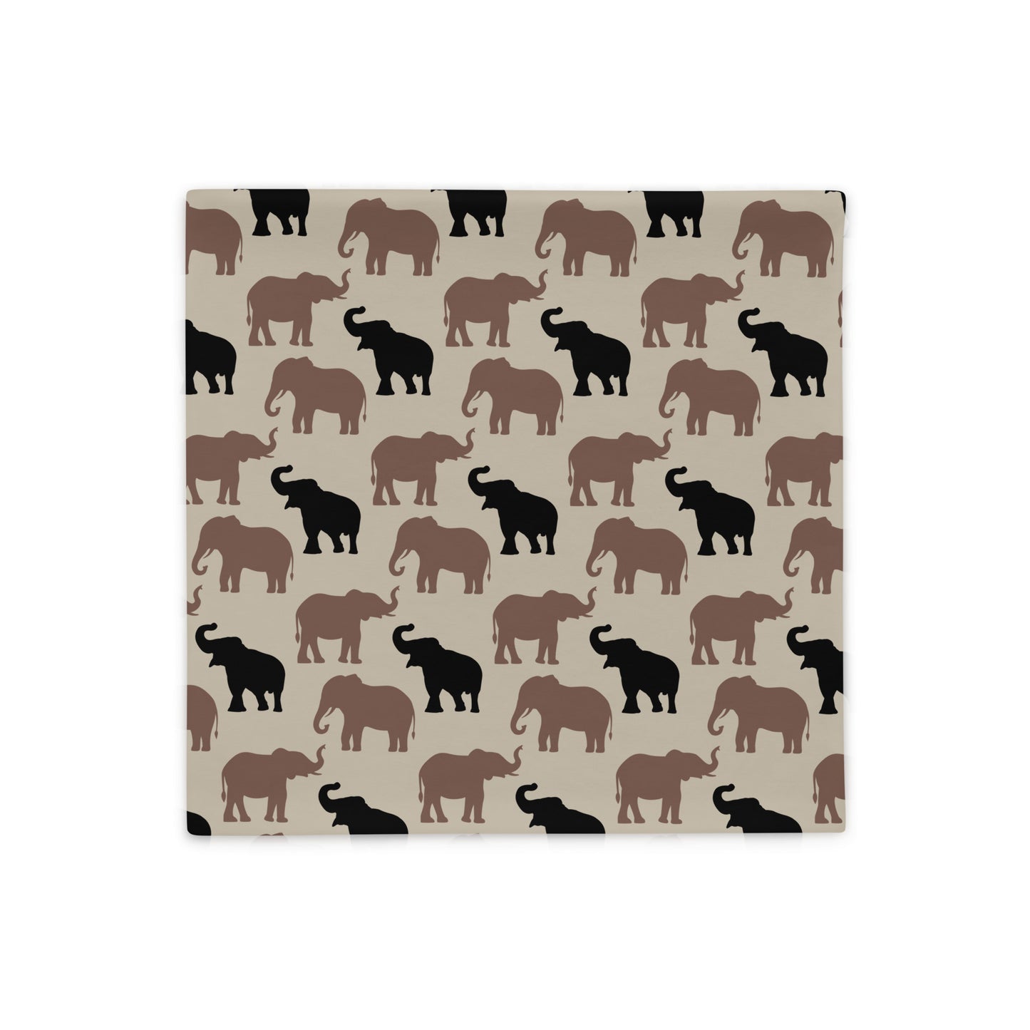 The Olivia modern earthy elephant-patterned pillow cover in the satin polyester fabric option.