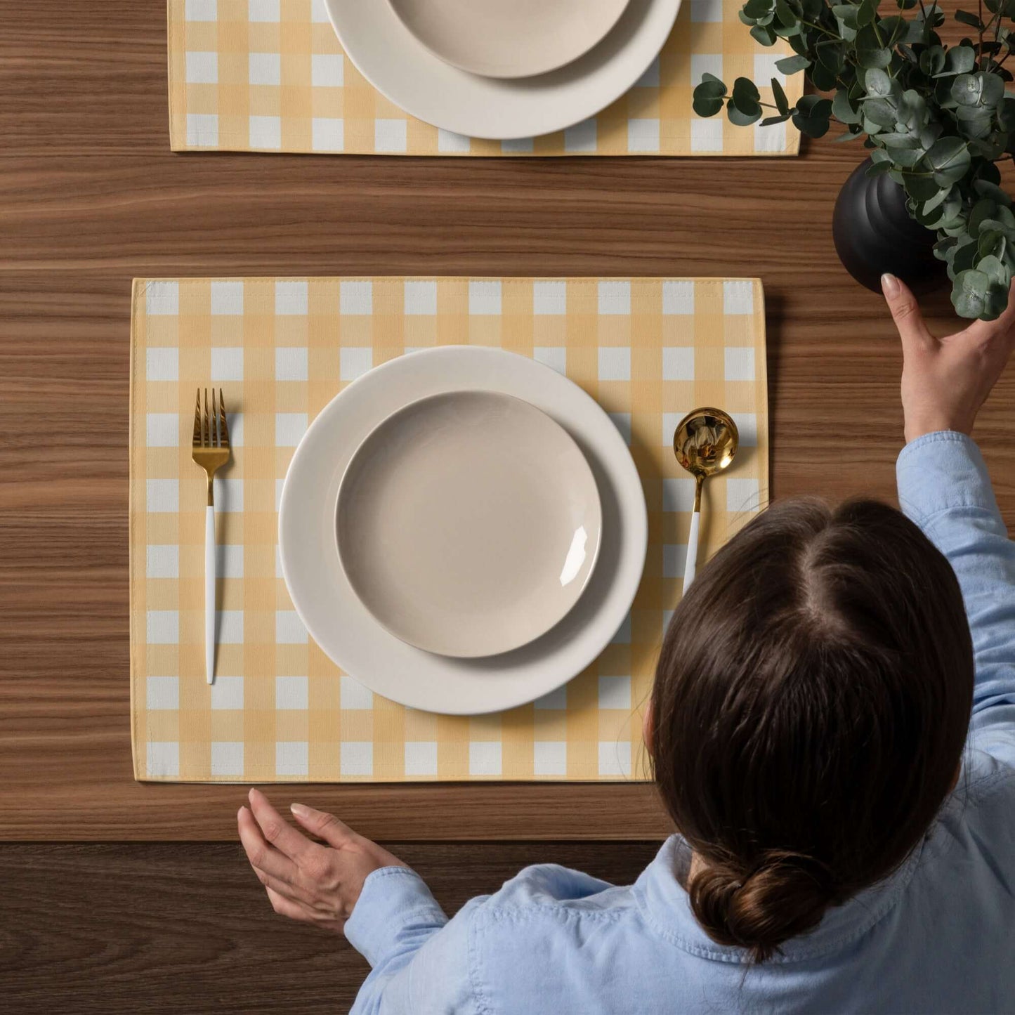 Conni Charming Gingham Placemat Set - yellow